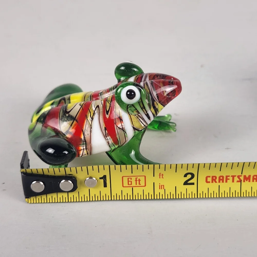 Lampwork Handblown Art Glass Frog Amphibian Figurine Pier One Multi Color Frog